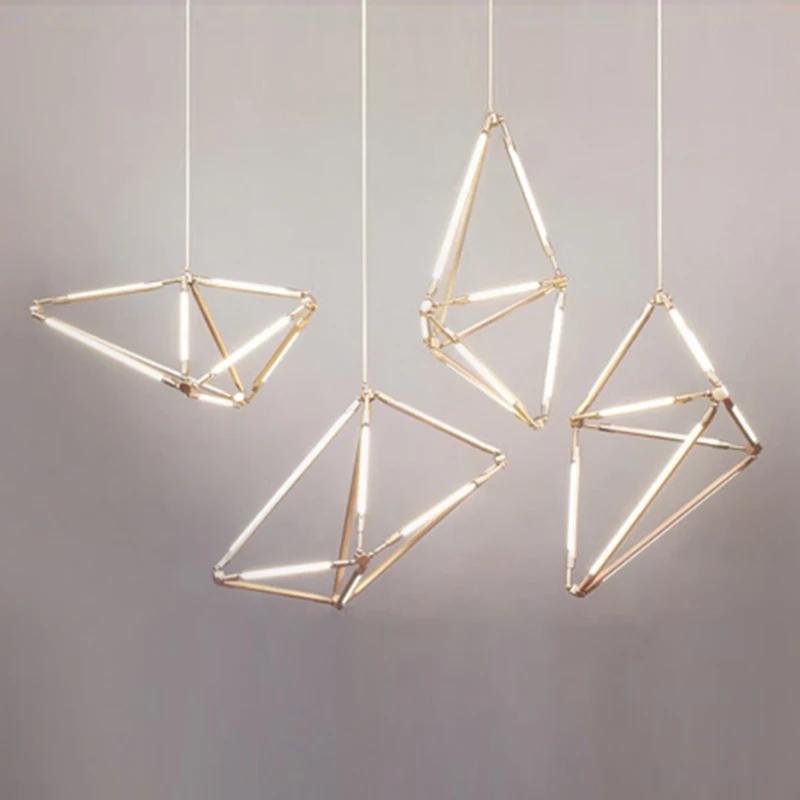Минималистичная золотистая металлическая люстра в стиле пост-модерн креативное