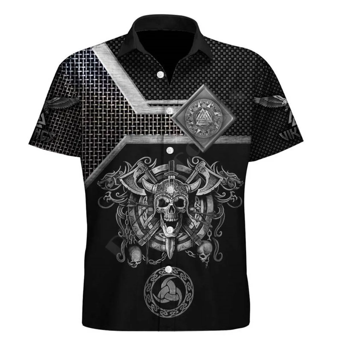 

Hawaii Shirt Hawaiian beach Summer Viking tattoo Skull Printed 3d Men's Shirt Harajuku Tee hip hop shirts 1
