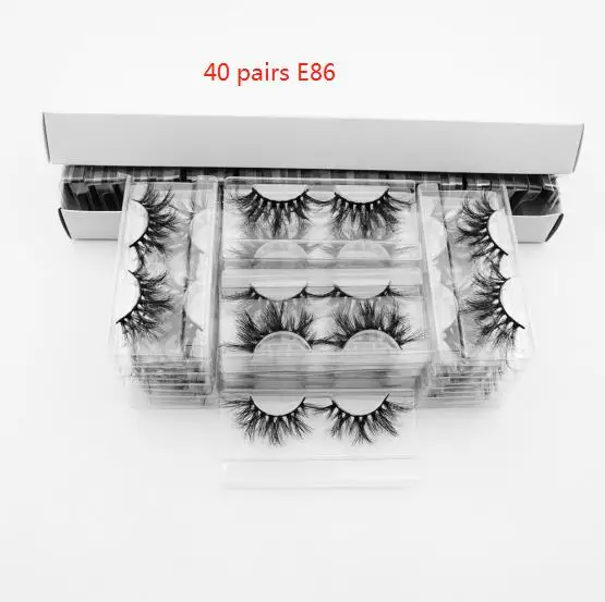 40pcs E86 Visofree 40 пар 25 мм ресницы 3D норковые ресницы с лотком без коробки норковые ресницы драматические объемные ресницы Толстые Накладные ресницы E80 - Цвет: 40pcs E86