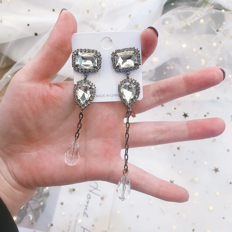 Женские асимметричные серьги MENGJIQIAO новые корейские длинные серьги-подвески с