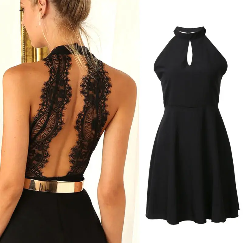 

Женское летнее повседневное кружевное платье без рукавов, вечерние коктейльные пляжные платья