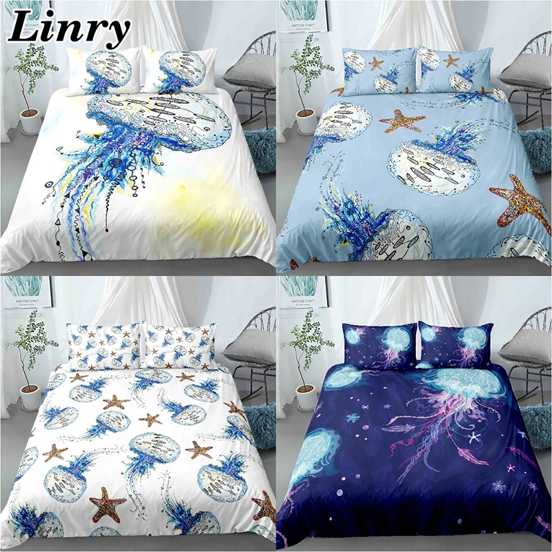 

Ocean Jellyfishes 3D Printed Bedding Set 2/3PCS Duvet Cover Set Comfortable Bed Linens Set (No Fitted Sheet) Home Textile