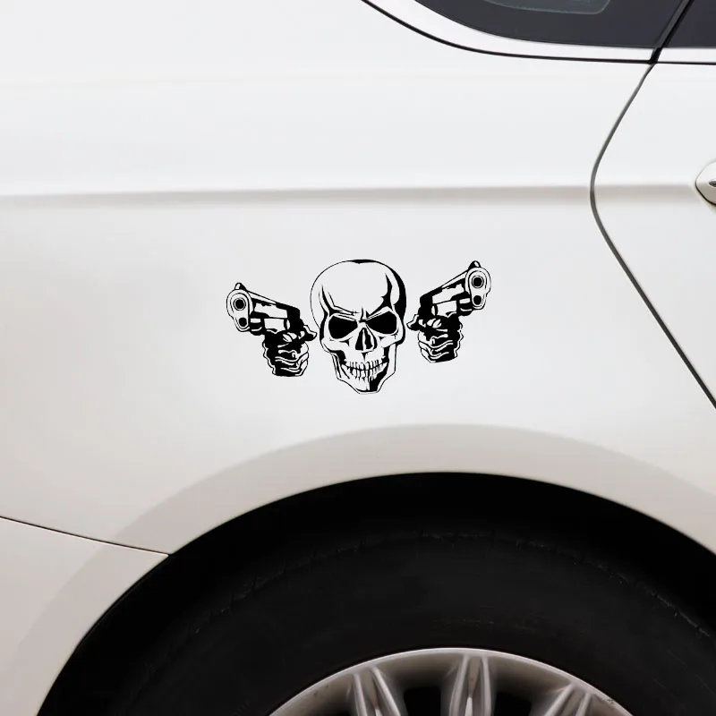 

Car Stickers Cool Gun Skull Car Stickers High Quality Decoration Motorcycle Bicycle Accessories Figure PVC, 17cm * 9cm