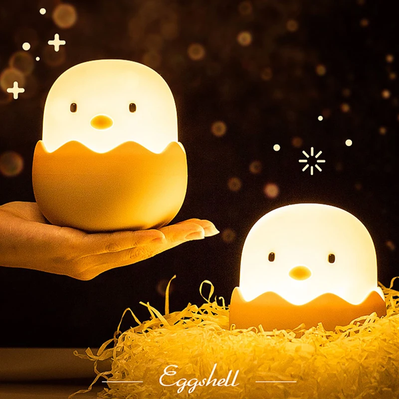 

Silicone Chicken Egg Touch Sensor LED Night Light Child Baby Kids USB Charge Romantic Atmosphere Night Lamp Kawaii Room Decor
