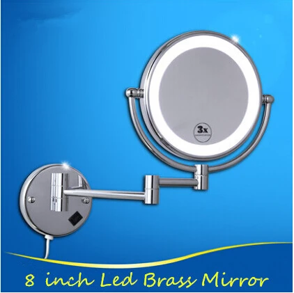8 дюймов Chorme/Винтаж/золото зеркало для ванной со светодиодной подсветкой зеркала