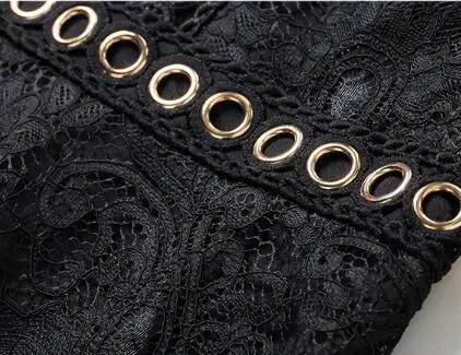 Женское подиумное горячее кружевное длинное платье с круглым вырезом короткий