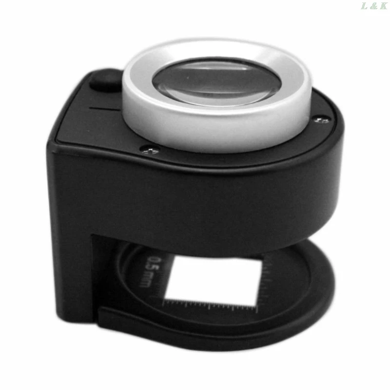 

30X Magnifier Metal Folding Cloth Linen Microscope Loupe with 3LED & 3UV Light L29K