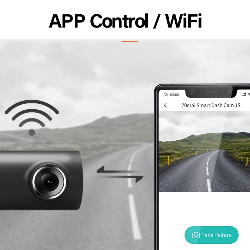 70mai Dash Cam 1S English Voice Control 70 Mai Smart Car Camera Night Version130 degree view 1080P Wifi DVR Drive Recorder | Автомобили и