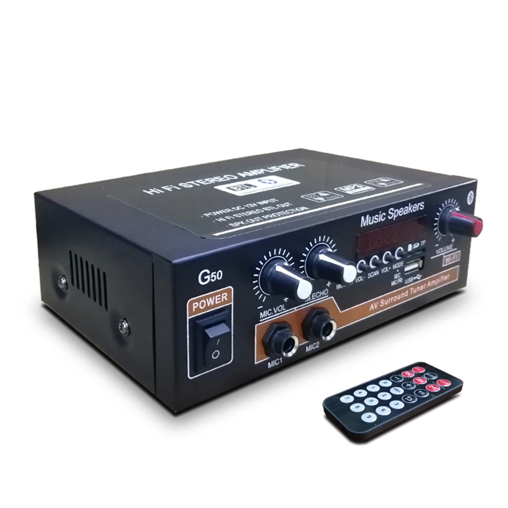 Универсальный усилитель звука G50 автомобильный Hi-Fi FM-радио поддержка SD / USB DVD MP3 с