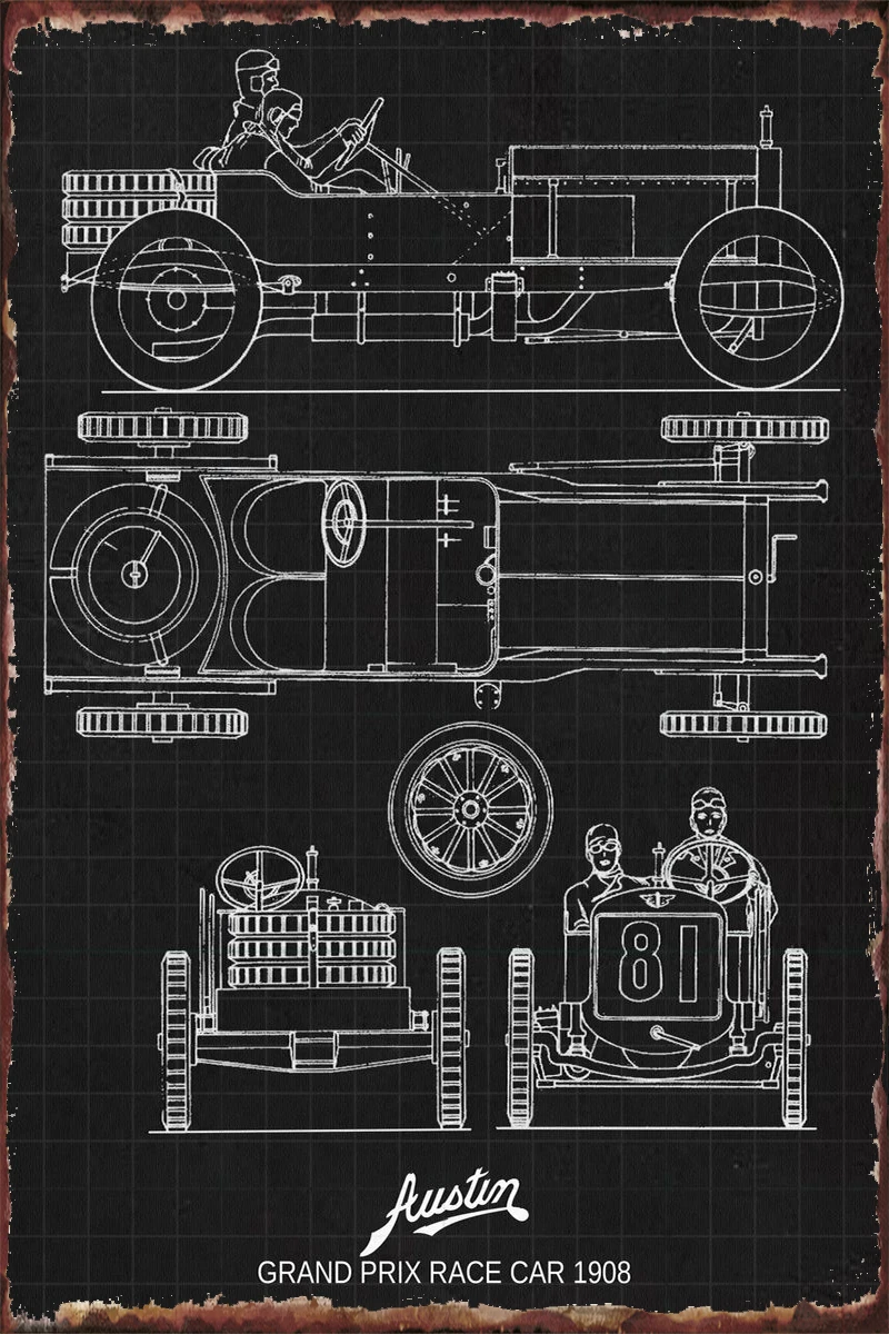 

Austin Grand Prix race car Tin Plates Wall Decor Room Decoration Retro Vintage Metal Sign Tin Sign For Man Cave Cafe Pub Home