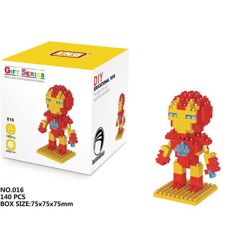 

LNODIY DIY Small Building Block The Avengers Iron Man Spider-Man Building Blocks Model Education Game Graphics Toys For Kids