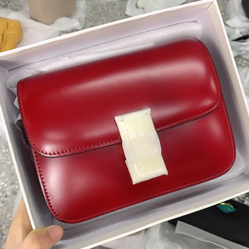 

DOYUTIG Spring & Summer Red Color Genuine Leather Square Crossbody Bag Lady High Quality Real Cow Leather Flap Shoulder Bag F771