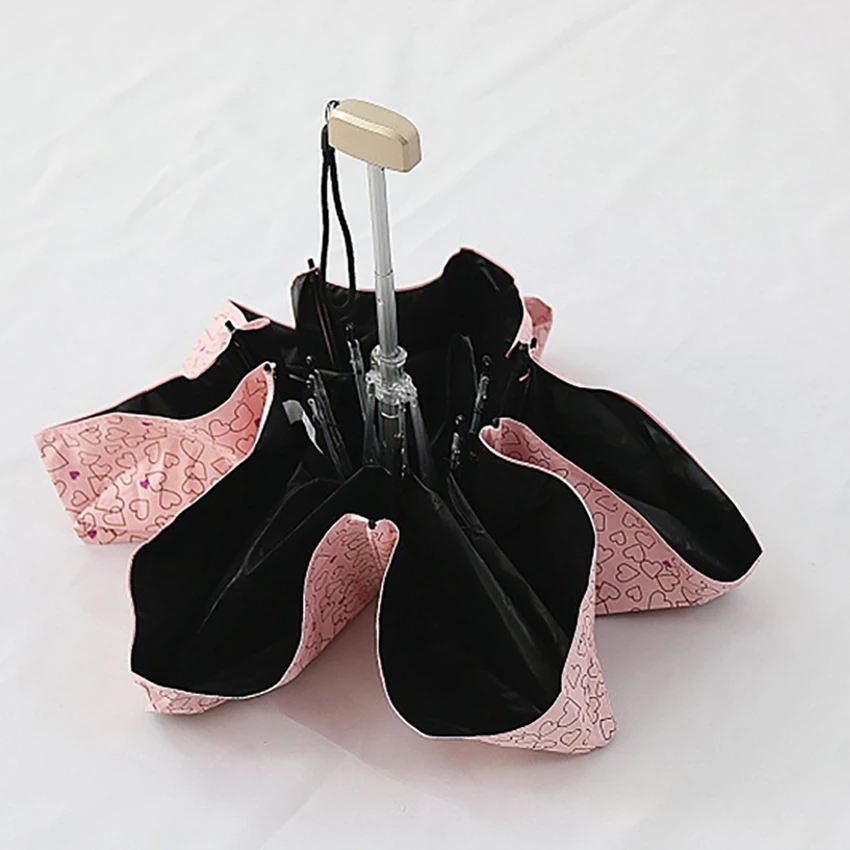 Mini Travel Sunscreen Protection Umbrella 5-folding Black Coating Pocket Lightweight Compact Love Heart | Дом и сад