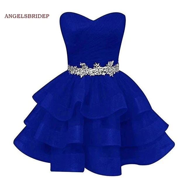 

ANGELSBRIDEP Sweetheart Short Homecoming Dresses Tulle Crystal Sparkly Ruffle Vestidos De Festa Graduation Formal Party Gowns