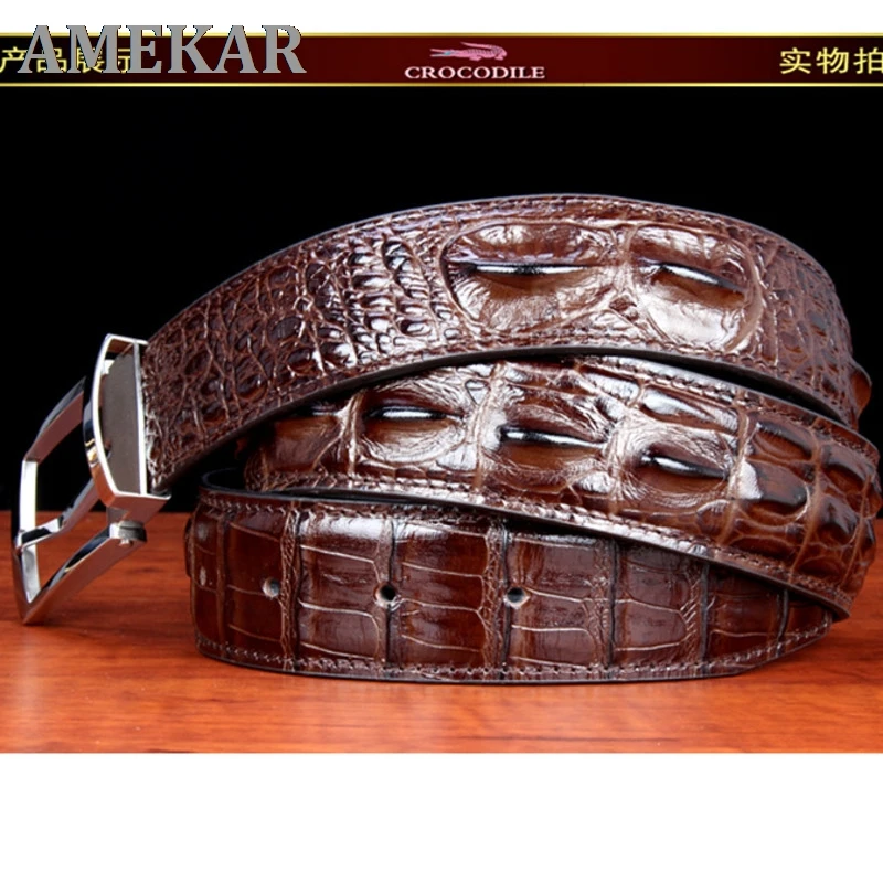 

New Really Crocodile Belt men Hook Buckle Genuine Leather Waist Belt Luxurious Youth Business Affairs luxury brand free shipping