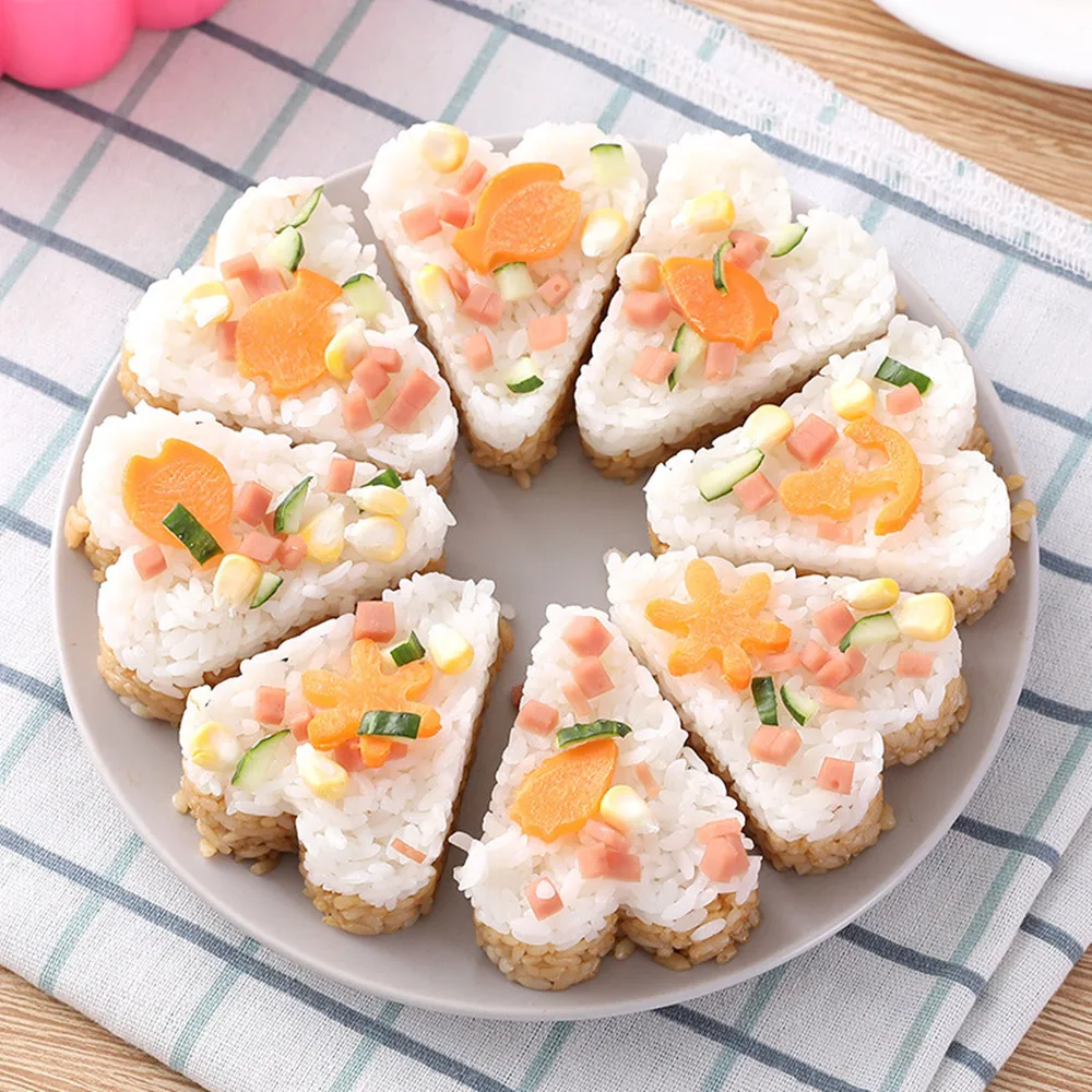 

Creative Cake Pan Sushi Mold Set Heart Shaped Sushi Mold Baking Jelly Pudding Cup Rice Ball Kitchen Sushi Suit Molds Tools