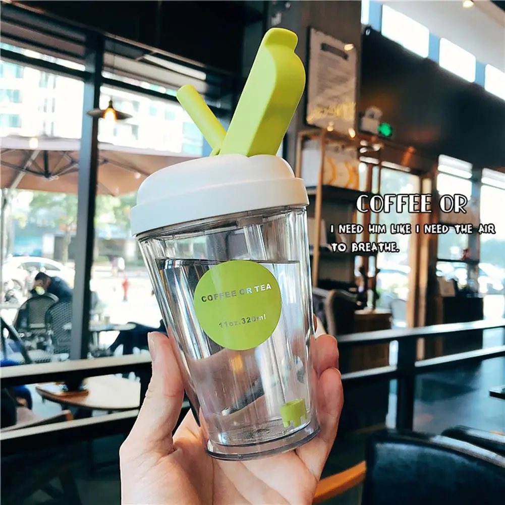 Studyset двухслойная бутылка для питья прозрачная портативная Питьевая солома