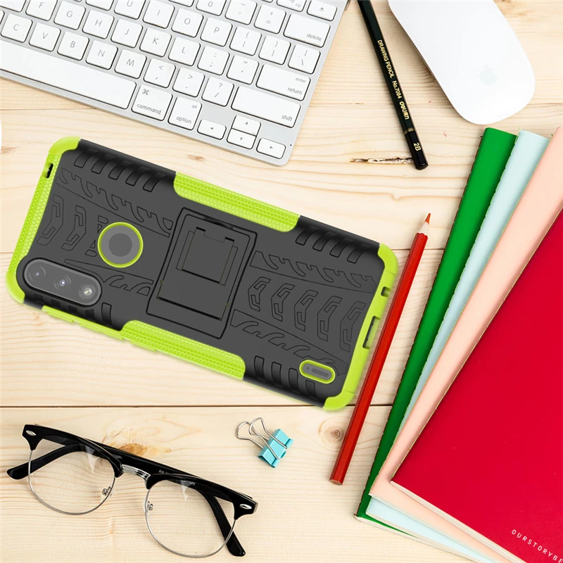 

For Motorola Moto E7 Power Case Anti-knock Bumper Heavy Duty Armor Stand Silicone Cover Moto E7 Power Phone Case Moto E7 Power