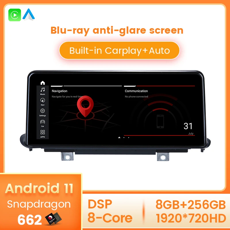 

Navifly Qualcomm 8G + 256G Автомобильный мультимедийный GPS-навигатор радио плеер для BMW X5 F15 X6 F16 2017-2019 EVO система DSP 4G carplay
