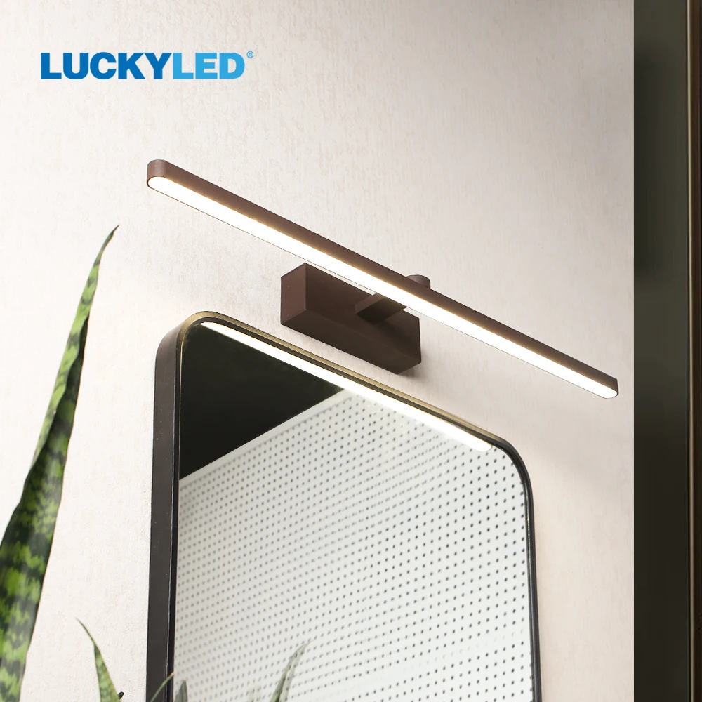 

LUCKYLED Nordic Led Wall Lamp 8w 10w AC85-265V Bathroom Mirror Light Brown Vintage Wall Light Fixture for Bedroom Living Room