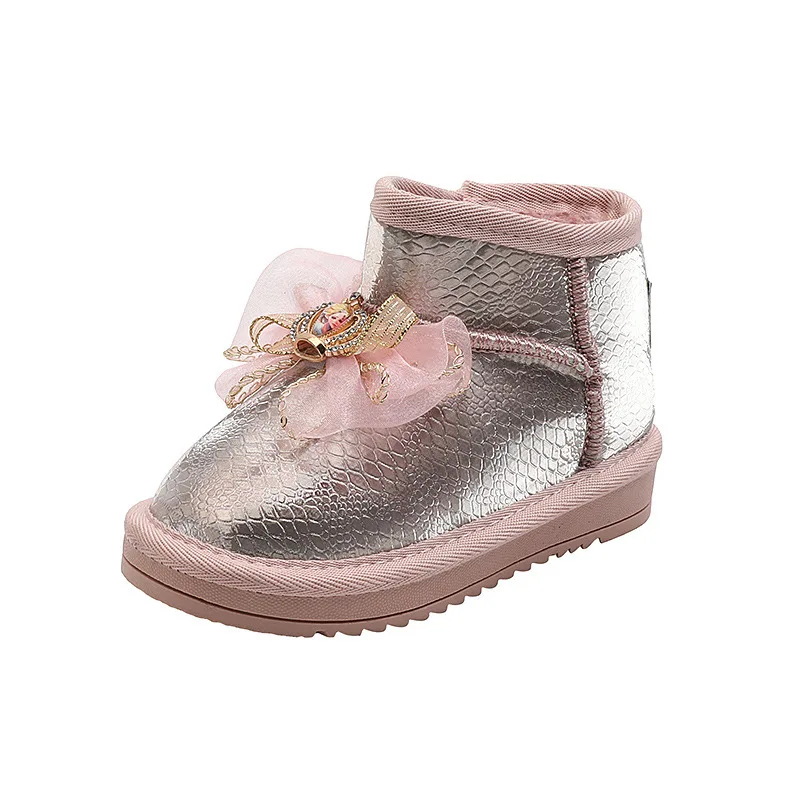 

CNFSNJ new Winter Children Snow Boots knitting Girls Plush Snow Boots Girls Casual Boots Cotton Padded Kids casual shoes 23-36