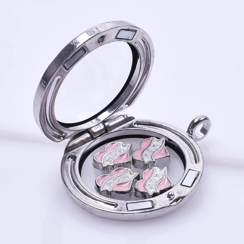 20Pcs/Lot Pink Heart Letters Mom Floating Charms Making Mother's Day Gift Memory Locket Necklaces Jewelry F160 - купить по