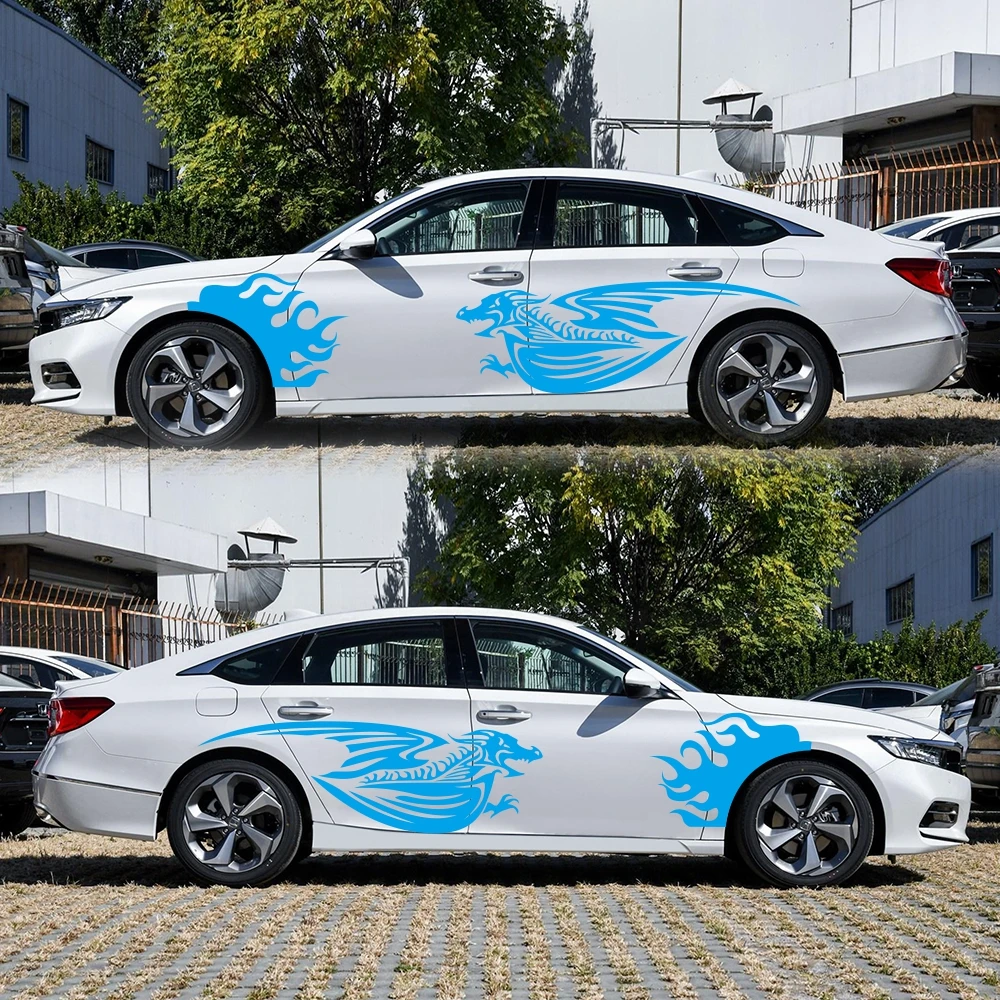 

2PCS Car Side Stripes Side Stripe Skirts Graphics Vinyl Sticker Decals Racing Sport Automobiles Body DIY Wrap Car Accessories