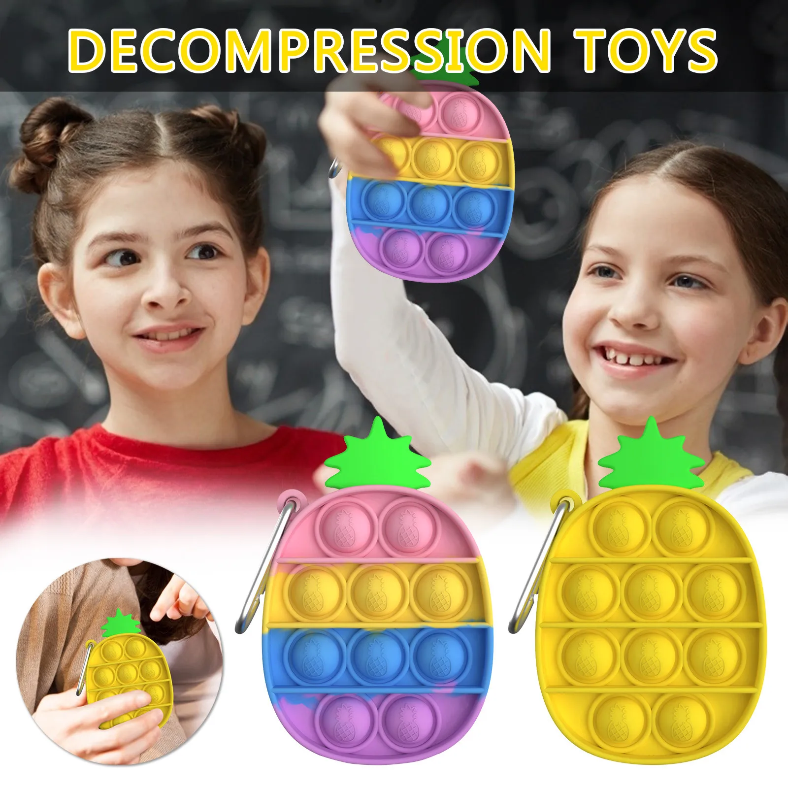 

Игрушка-антистресс, игрушка-пазл, брелок для снятия напряжения, Радужный ананас, игрушка для снятия стресса, игрушки для детей и взрослых, лы...