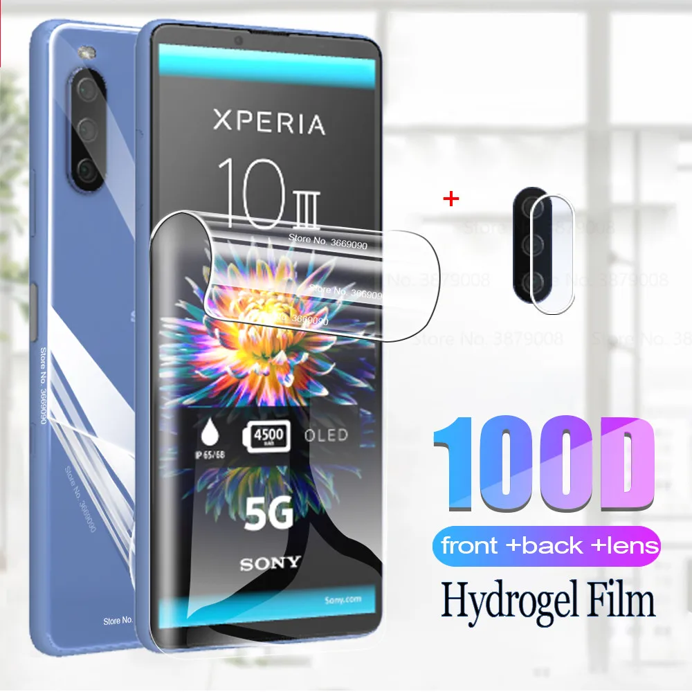 

Передняя Гидрогелевая пленка для камеры Sony Xperia 10 1 III, стеклянная защита экрана Xperia10 II Xperia1 Xperia5 III, защитные пленки для задней панели