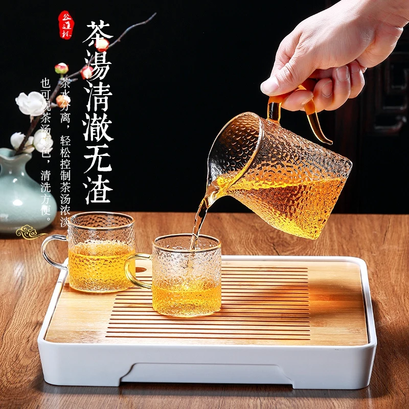 

Guopin Heat-resisting clear glass fair cup cha hai,handmade chinese kung fu tea cups teaset gongdao bei tea pitcher with handle