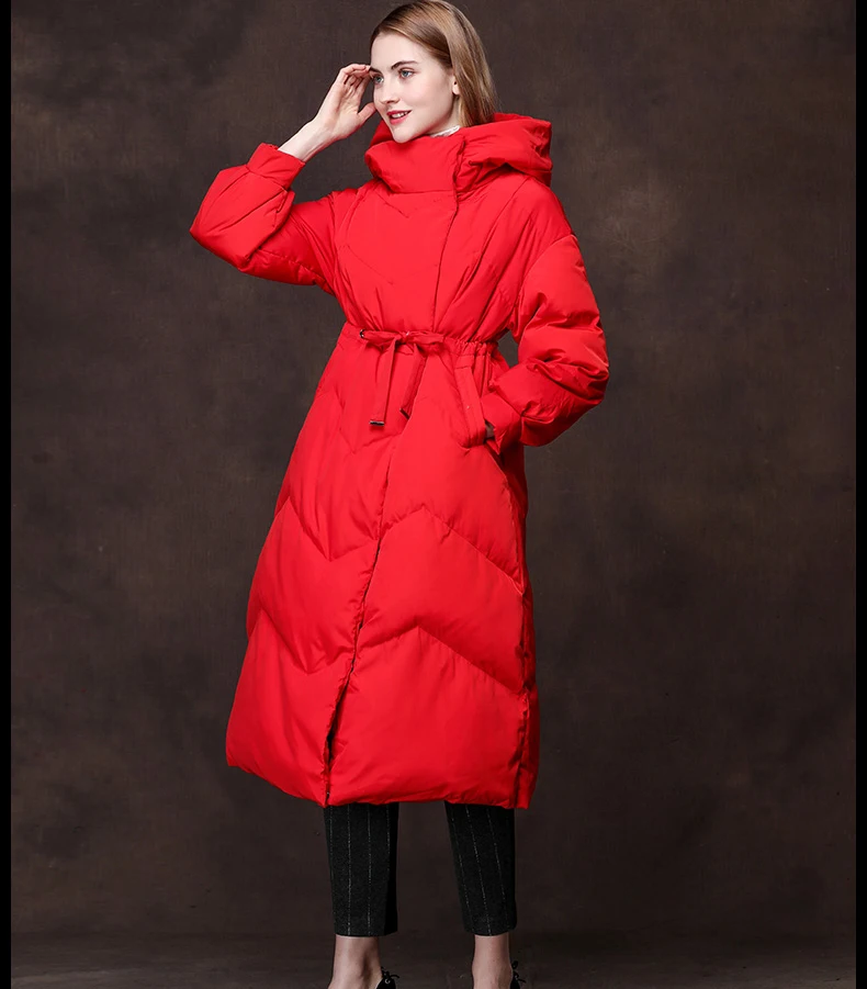 2019 женский зимний длинный пуховик черный красный хаки зимняя куртка с капюшоном
