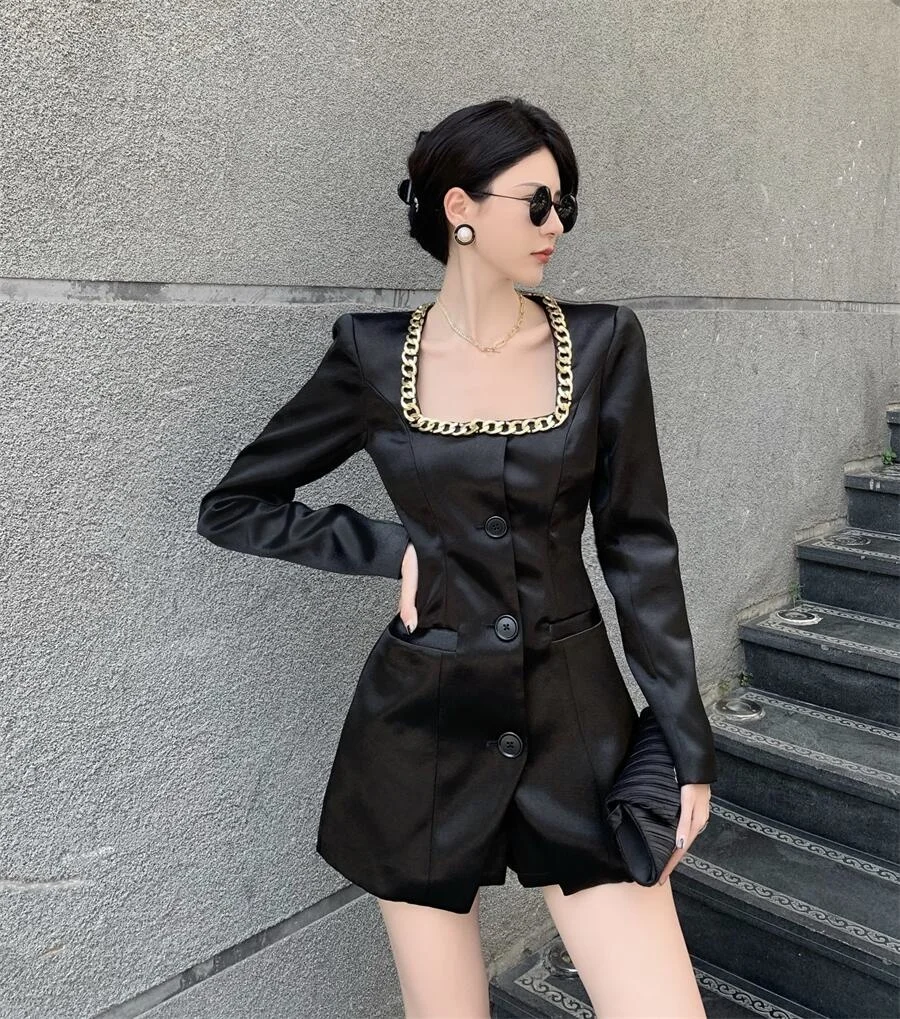 Юбка в стиле богини на раннюю осень новая темпераментная атласная облегающая