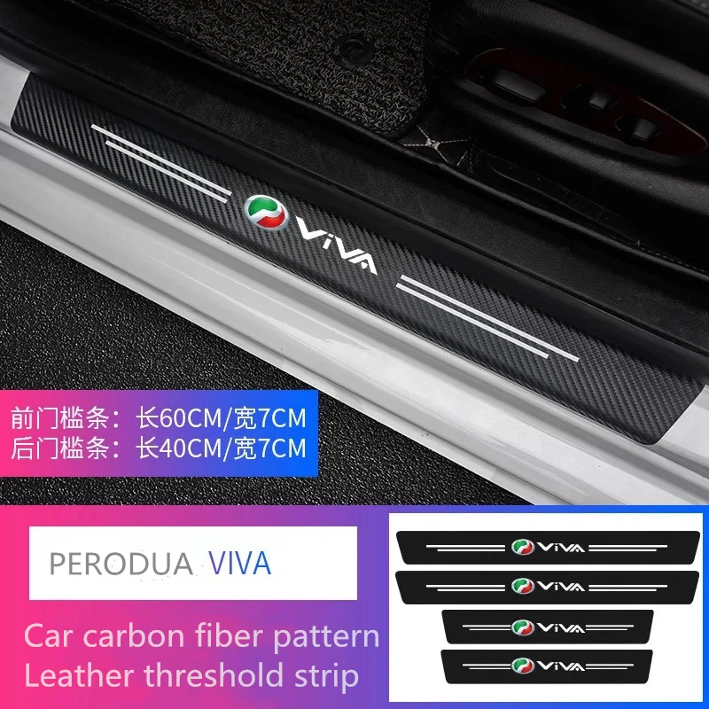 

For PERODUA VIVA Accessories 4Pcs Car Styling Threshold Door Sill Pedal Protector Carbon Fiber Stickers