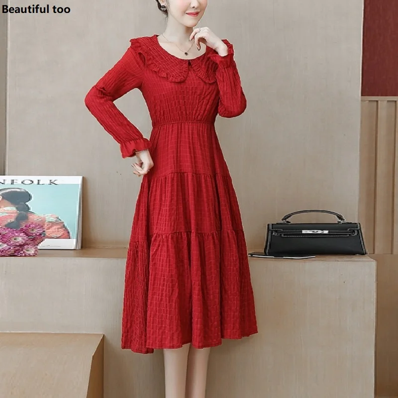 Женские платья больших размеров корейское простое офисное женское платье с