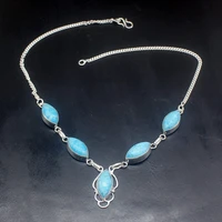 gemstonefactory jewelry big promotion unique 925 silver natural blue jasper magic fashion women chain necklace 44cm 202101439
