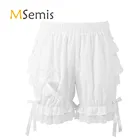 Женские винтажные викторианские готические шаровары, шорты, костюм панталона с эластичным поясом, многослойные кружевные свободные шорты с оборками и отделкой в виде тыквы