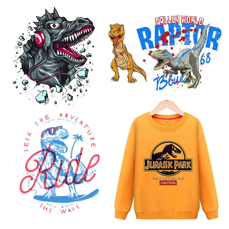 Железный мультфильм нашивки в виде динозавра для детей Одежда DIY Футболка