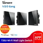 Интеллектуальный выключатель света SONOFF T3UK TX Smart Wi-Fi настенный сенсорный выключатель Черный с границы умный дом 123 433 RF пульт дистанционного управления Управление работает с Amazon Alexa IFTTT