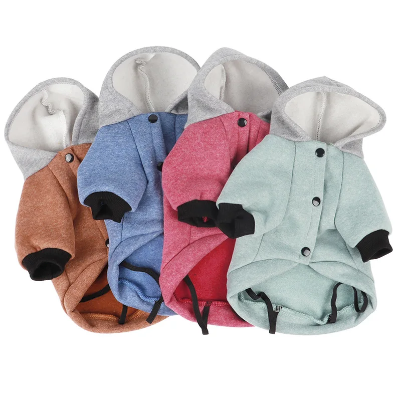 

Pet Hooded Sweater Autumn Thick Warm Clothes Teddy Dog Clothes Coat Fashion Two-Legged Pets Dog Overalls Habanera Puppy Clothing