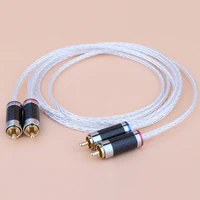 pair yter occ silver plated 8 strands compiled hifi audio signal cable 2rca 2rca audio connection amplifier cable