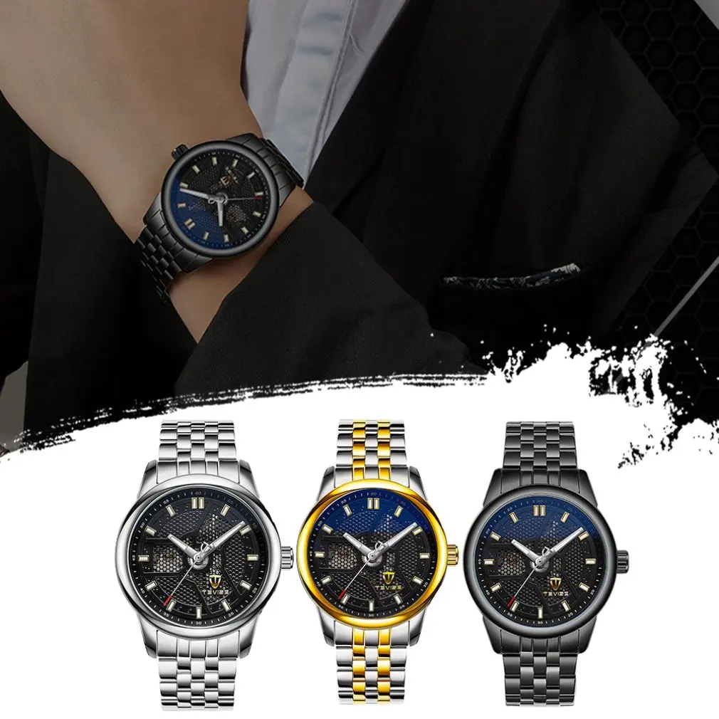 TEVISE New Mechanical Watch Steel With Round Explosion Men'S Waterproof Fashion Casual Fall | Наручные часы