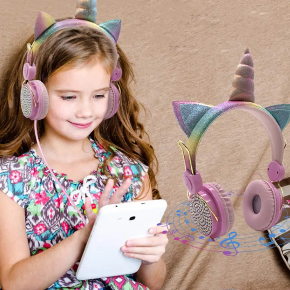 

1pc Children Cartoon Headphone Kids Headset with Mic Wired Headset)
