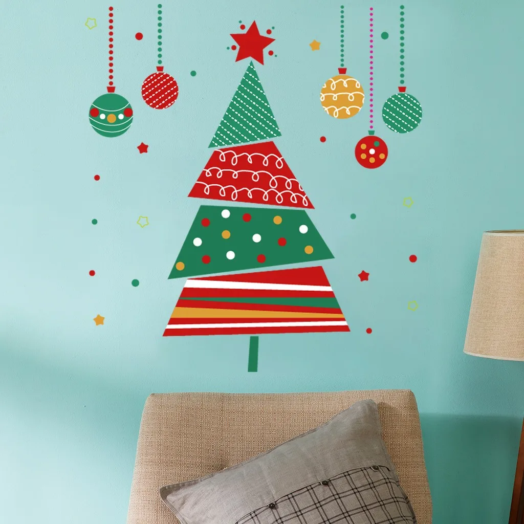 

Christmas Trees with Gifts Festival Party Decoration Wall Stickers Stars Stickers for Home Decoration Party Decals Living Room