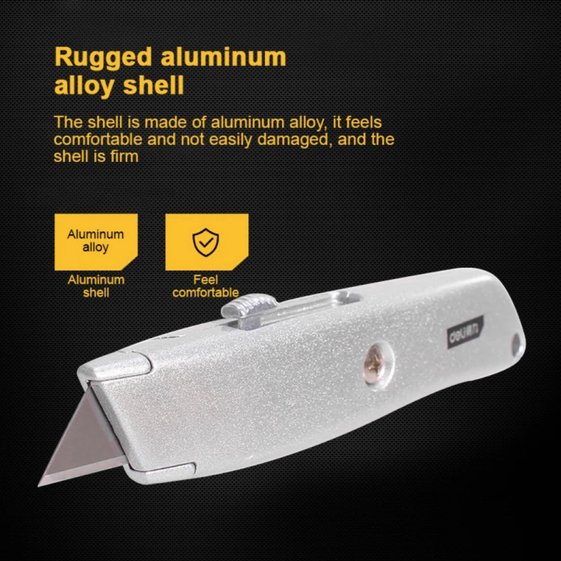 

Utility Knife SK5 Blade Aluminum Alloy Retractable Paper Self-locking Cutter With 3 Slices