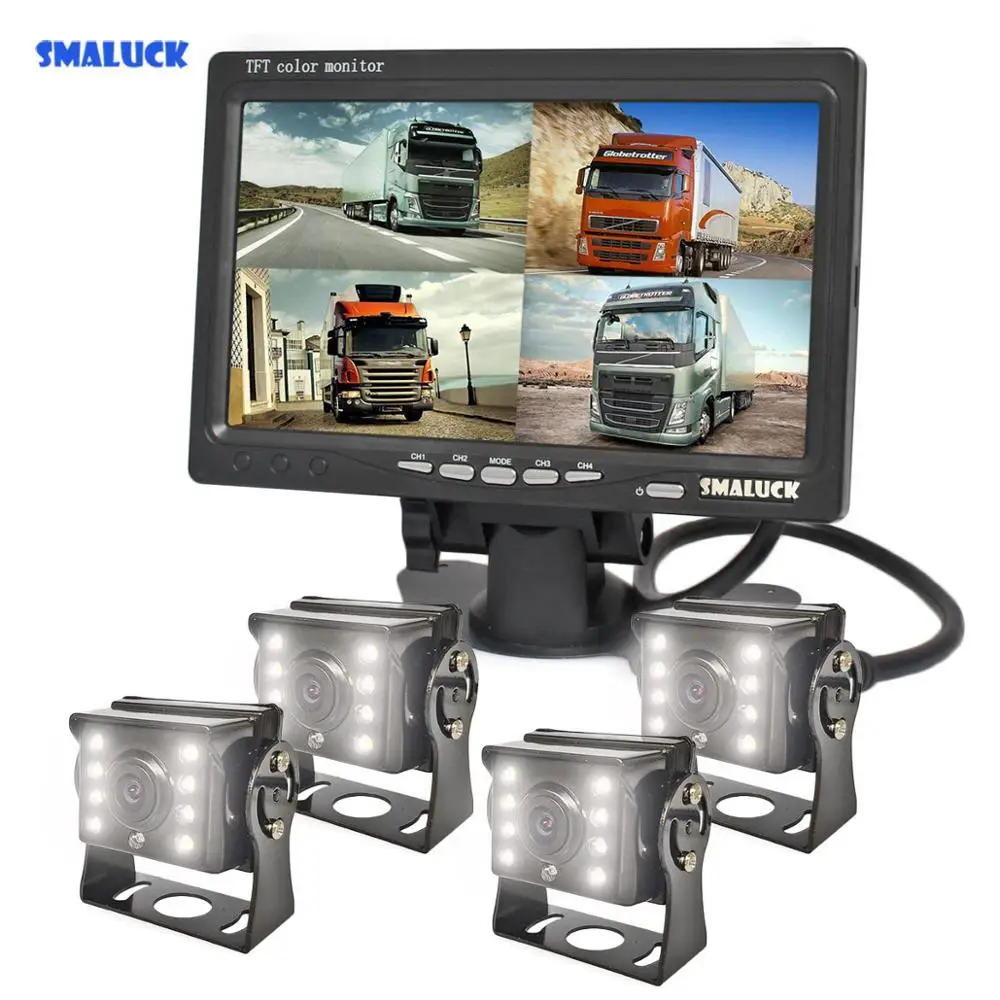 SMALUCK 7 &quotTFT LCD 4 Сплит четырехъядерный монитор заднего вида Автомобильный + CCD ИК