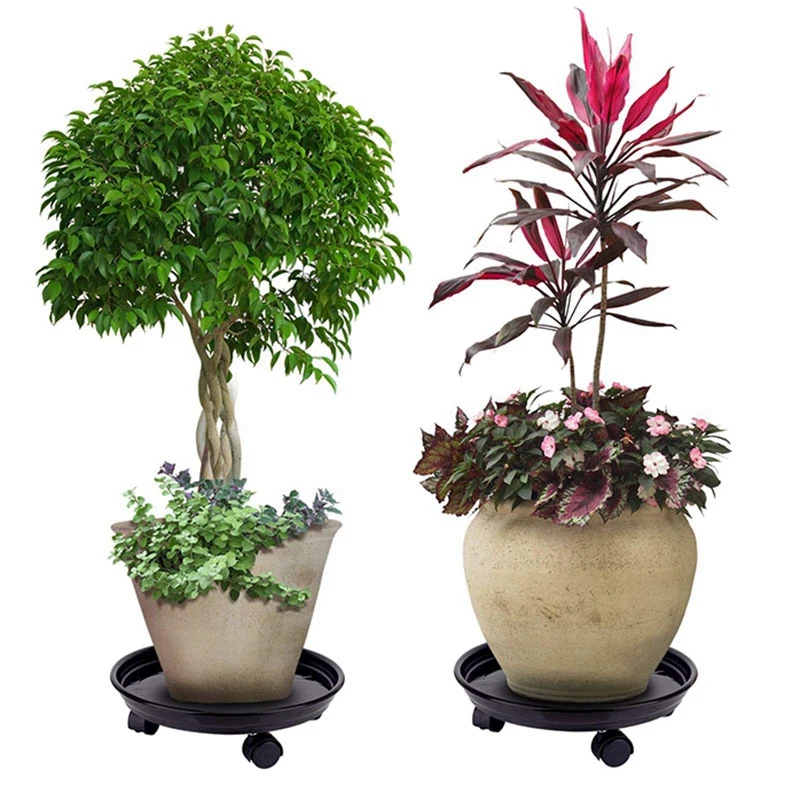 

4-Piece Plant Stand with Universal Wheel, Plant Tray Dolly Caddy Mover, Roller Plant Tray with Casters
