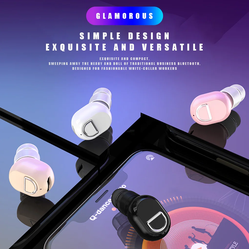 

Mini Wireless Handsfree Bluetooth Earphone 5.0 Stereo In-ear Headset with Mic Noise Sports Running Music Earbuds for Smartphone