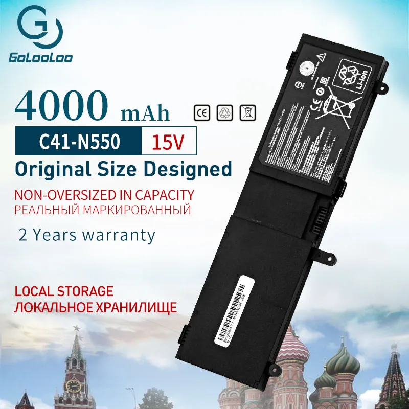 

Golooloo C41-N550 Laptop Battery for Asus N550 N550J N550X47JV Q550 ROG G550 G550J G550JK Series 0B200-00390000 4000 mAh 15V