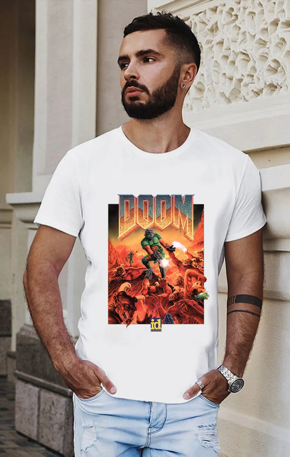 Picture Custom Doom II Hell On Earth 1994 T Shirt For Male Summer Cool Man Cotton T Shirt S-6XL