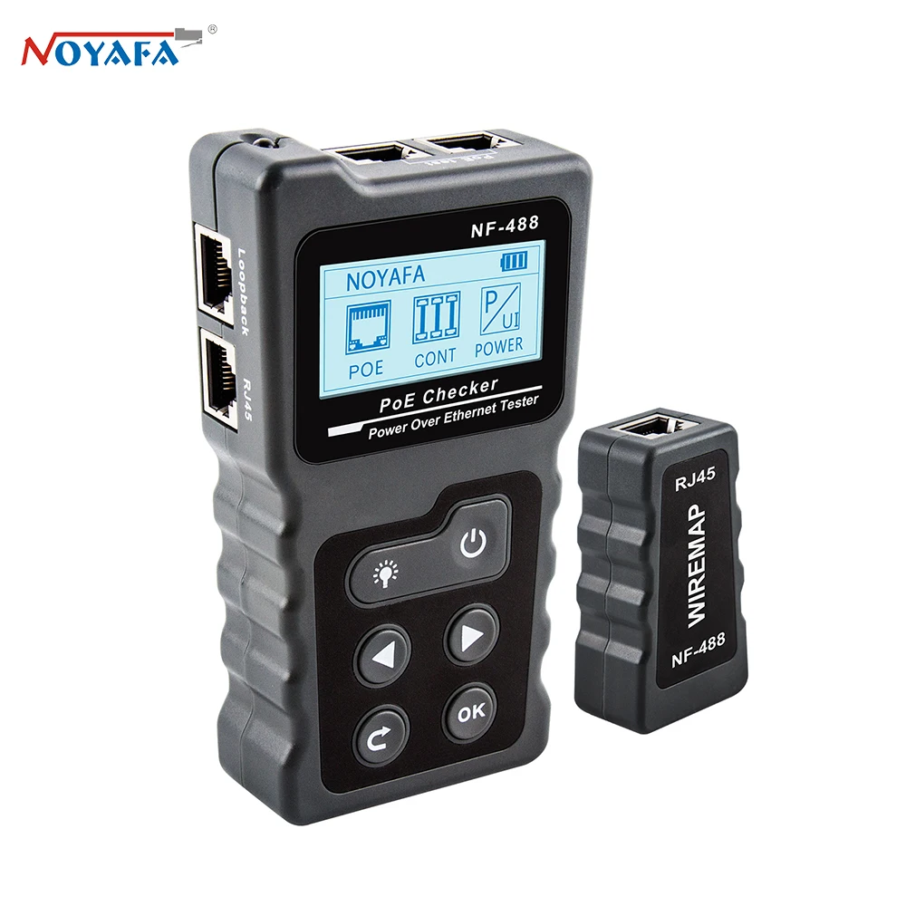 Тестер для сетевого кабеля с ЖК-дисплеем Noyafa тестер проводов PoE встроенный